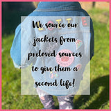 Personalised denim jacket kids girls/ boys- sequin rainbow XL patch