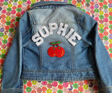 Classic WHITE personalised custom denim jacket kids unisex patch - white name