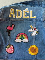 Classic GOLD personalised custom denim jacket kids unisex patch - gold name