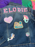 Mermaid personalised denim jacket // Custom name gift for kids, christmas present girl, sequin, sparkles, ariel lover, xmas girls outfit