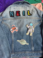 Space astronaut  personalised denim jacket // Custom name gift for kids, christmas present boys, Planet lover, Space cadet, gift for girls