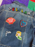 Mermaid personalised denim jacket // Custom name gift for kids, christmas present girl, sequin, sparkles, ariel lover, xmas girls outfit