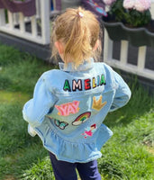 Classic MULTICOLOURED personalised denim jacket kids unisex patch - multicoloured name