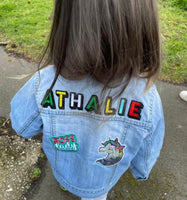 Classic MULTICOLOURED personalised denim jacket kids unisex patch - multicoloured name