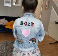 Classic MULTICOLOURED personalised denim jacket kids unisex patch - multicoloured name